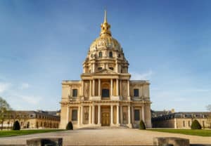 Paris, France, Les Invalides hospital and chapel dome, France. As well as a hospital and a retirement home for war veterans since 1678. Museum relating to military history of France.